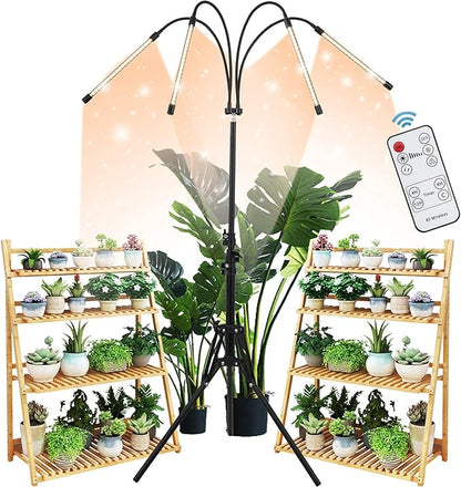 LED Plant Grow Light with Stand, LED Grow Light Full Spectrum for Indoor Plants,10 Dimmable Levels,3 Modes Timing,Tripod Adjustable 15-72 inch.