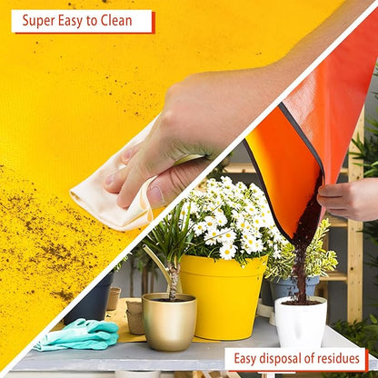 Repotting Mat for Indoor Plant Transplanting and Potting Soil Mess Control Portable Succulent Planting Potting Tray Gardening Gifts for Women Men Plant Lover Gifts (Orange 27" x 27")