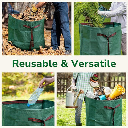 GreatBuddy Lawn Bag, 53 Gallon Yard Waste Bags, Heavy Duty PP Garden Leaf Bags for Leaves, Grass and Debris, Reusable & Foldable Leaf Collector with Handles, Wide Opening and Self-stand Design, 2 Pack