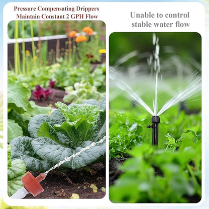 200Pcs 2GPH Pressure Compensating Irrigation Spot Drippers,Constant Flow Barb Outlet Watering Dripper Emitters Heads Parts for 1/4 Inch Watering Tubing Line for Garden Pots Plant Irrigation Systems