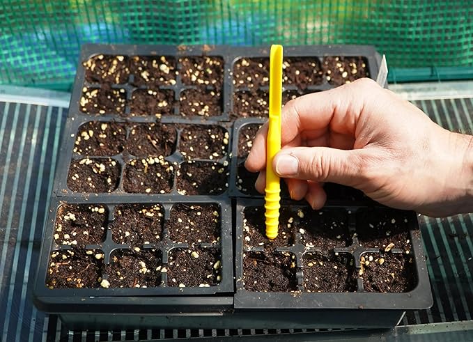 Dibby Seed Sowing Garden Tool Dibber Planter Transplanter – Sow Seeds at the Right Depth – Easily Transplant Delicate Seedlings (Little Dibby) Yellow