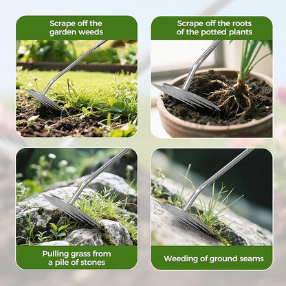 2025 Upgraded Weed Puller Tool, 4-Tooth Manganese Steel Manual Weeders, Portable Garden Weed Remover Tools for Vegetable Gardening Backyard Farm Planting & Weeding