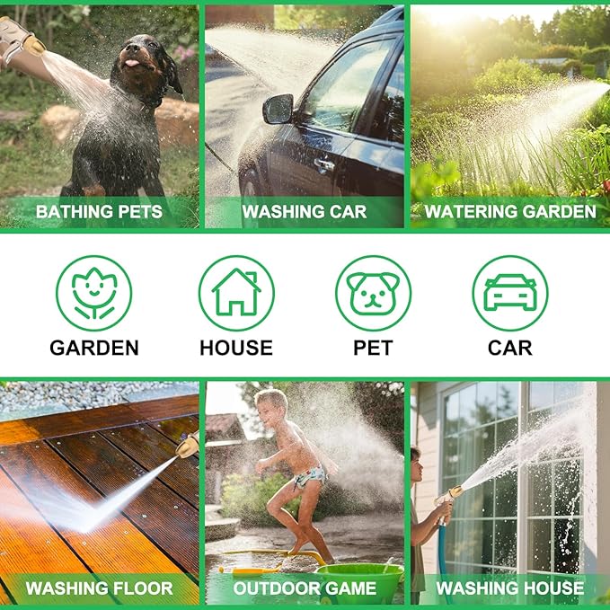 garden nozzle, high-pressure and heavy-duty metal nozzle, with 5 adjustable spray modes, high-pressure handheld sprayer, suitable for watering plants, cleaning houses, cars, and pets(1pcs)