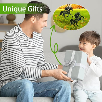 Horse Metal Garden Stakes Yard Decor, 2PCS Black Horse Silhouette Statues Garden Decorative Gifts for Yard Art, Patio, Outside, Lawn Ornaments Outdoor, Yard Art