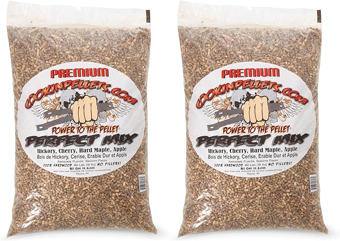 CookinPellets 40PM Perfect Mix All-Natural Hickory, Cherry, Hard Maple, and Apple Grill Smoker Smoking Hardwood Wood Pellets, 40 Lb Bag (2 Pack)