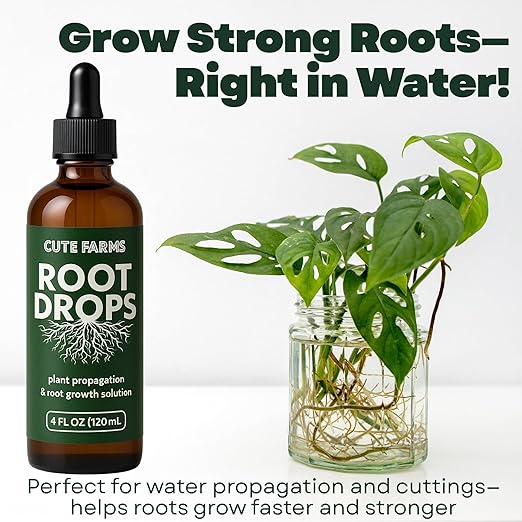 Root Drops - Liquid Rooting Booster | Rapid Growth, Stronger Root System, Reduced Transplant Shock | Ideal for Water, Soil, Leca | Perfect for Indoor Plants: Pothos, Monstera, Philodendron (4 oz)