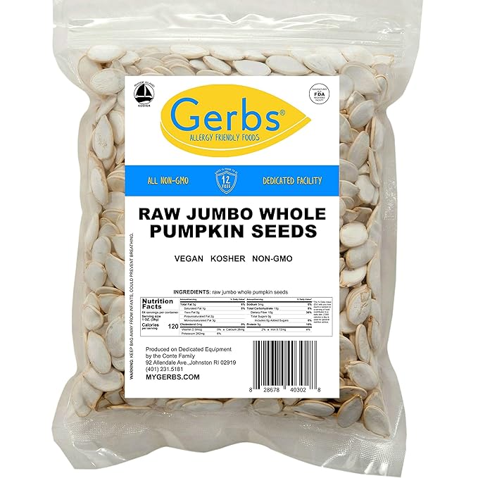 Jumbo Raw Pumpkin Seeds in Shell by Gerbs - 4 LBS - Top 11 Food Allergen Free & Non GMO - Vegan & Kosher - Premium Giant Size Whole Pepitas – COG USA