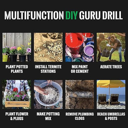 Power Planter DIY Guru Garden Drill Auger Bit (3"x12") - Designed for Planting, Digging Holes, Paint Mixing, Cement Mixing and Home Projects - Made of Steel with a 3/8" Non-Slip Hex Drive (Purple)