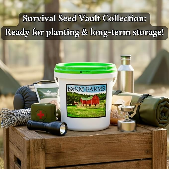 Beginner Survival Seed Vault: 20,000+ Heirloom & Non-GMO Seeds (30 Easy to Grow Varieties) by B&KM Farms
