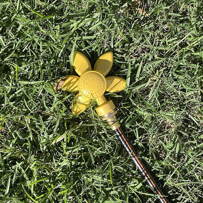 Lawn Sprinkler, 4.3 inch Yellow Flower Design, 2-Pack, Metal Spot Sprinklers for Small Lawn Areas, Kids Play