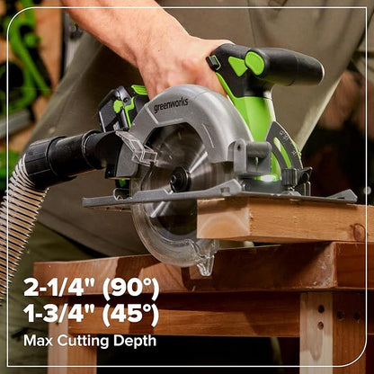 GREENWORKS 24V 1/2” Brushless Cordless Drill (400 In-lbs.) + 6.5” Circular Saw (4,800 RPM), (2) 2.0Ah (12,000mAh Power Bank) USB-C Batteries, Braided Cable, 65W Rapid Charger