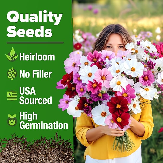 HOME GROWN Cosmos Flower Seeds 8,000 & Premium Monarch Butterfly Wildflower Seeds Mix 20000