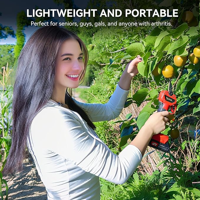 Upgraded Electric Pruning Shears,1.2" Cutting Diameter Cordless Power Pruner with LCD Display, Brushless Motor Pruning Shears with 2000mAh*2 Rechargeable Batteries for Garden Tree Pruner Branch