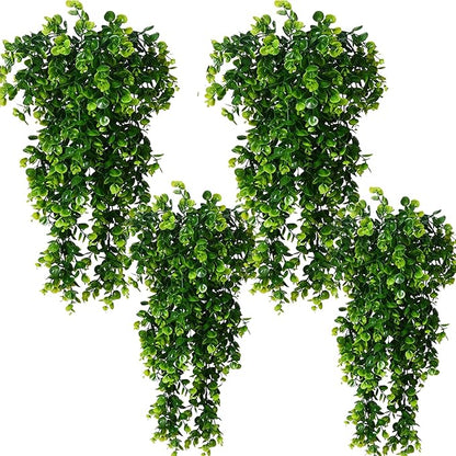 Hanging Fake Plants,4 Pcs Faux Eucalyptus Leaf Greenery Vine Plant Faux Plants Fake Ivy Room Decor Home Garden Wedding Party Indoor Outdoor Decorations (Fake Vines)