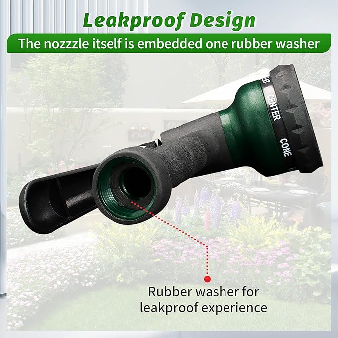 AUTOMAN Garden Hose Nozzle, Water Sprayer Nozzle with 7 Adjustable Watering Patterns,Slip Resistant Nozzle for Plants,Lawn,Washing Cars,Window Cleaning,Showering Pets & Outdoor Fun.