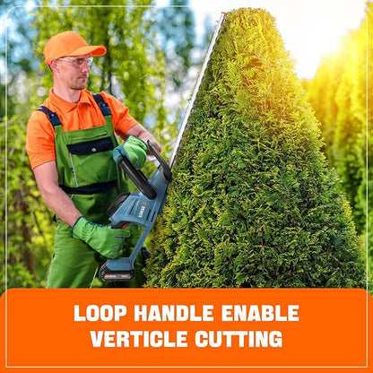 SENIX X2 20 Volt Max* 18-Inch Battery Powered Cordless Hedge Trimmer, Brushless Motor, Double-Sided Dual Action Blades, 3/4" Cutting Capacity, Includes Blade Cover, 2.5 Ah Battery & Charger (HTX2-M)