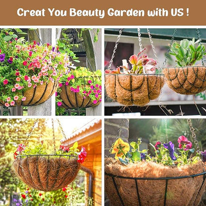 Legigo 3 Pack 20 Inch Hanging Basket Coco Liners Replacement, 100% Natural Round Coconut Coco Fiber Planter Basket Liners for Hanging Basket Flowers/Vegetables