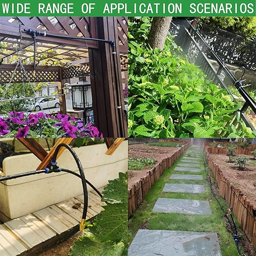 8mm Tee Sprinklers for Yard 10-Pack with Adjustable Micro Mist and Irrigation Cooling for Garden Irrigation, Machine Tool Cooling and More (4")