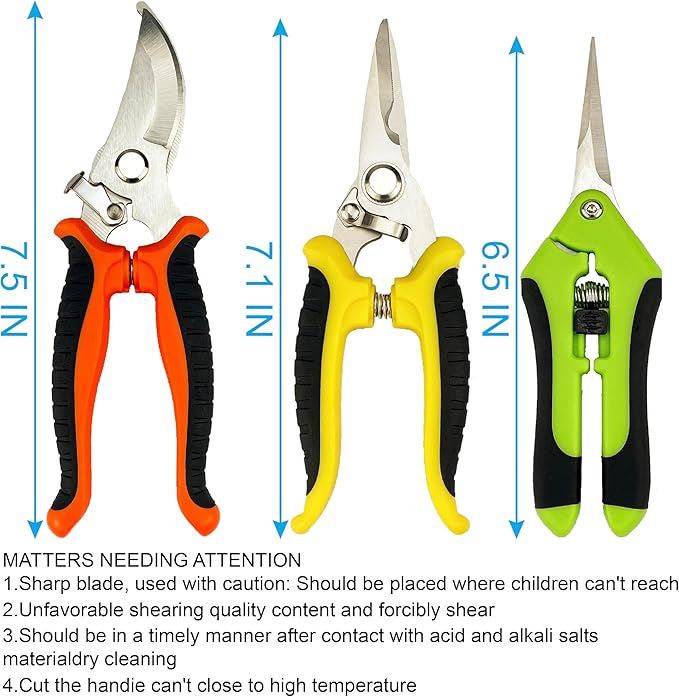 Pruning Shears, 4 Pack Garden Shears with Gardening gloves, Clippers Handheld, Stainless Steel Garden Snips, Lengnoyp Pruners for Gardening