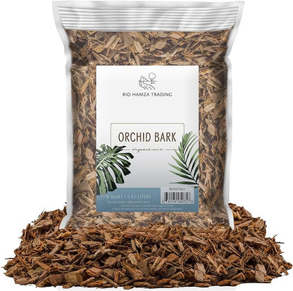100% Organic Material All Natural Orchid Bark (8 Quarts), Long Lasting All Natural, High Flowering and Aeration for Orchid Plants, Vanda,Phalaenopsis, Cattleya and Houseplant Repotting