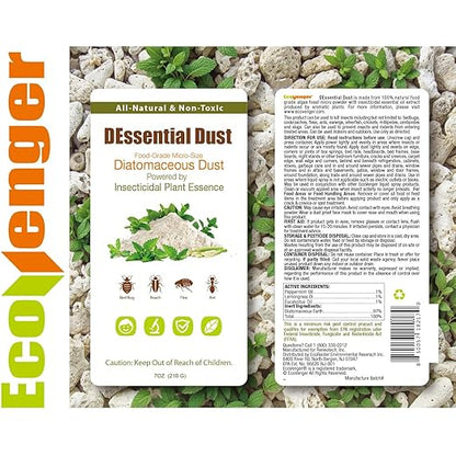 EcoVenger DEssential Dust, Kills Bed Bug, Roaches, Ants, Fleas, Crawling Insect Repellent, Food Grade Diatomaceous Earth Micro-Powder Triple Powered Peppermint/Lemongrass/Eucalyptus