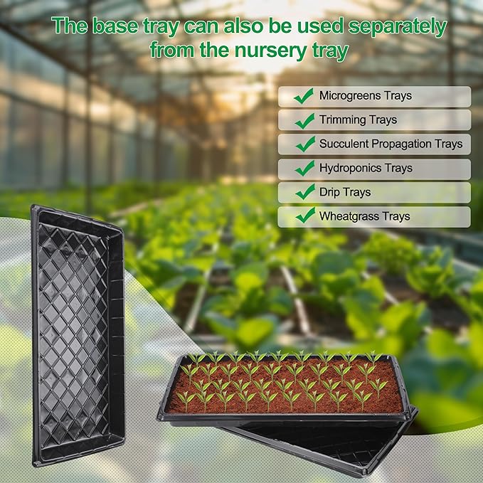(20Pack) 72-Cell Seed Starter Trays with Dibber, 10 Pack Nursery Starting with Base Tray, 72 Hole Soil Digger for Setting Out Quickly, Seedling Planting Tray, Germination Kit Trays Reusable