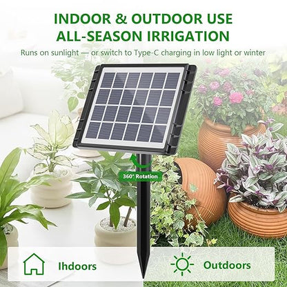 49FT Solar Drip Irrigation Kit with Digital Screen, Auto Watering Kit for 15 Pots, Solar-Powered Plant Watering,434 Timer Modes, 900ml/min Flow Indoor/Outdoor Garden, Balcony & Patio Irrigation System