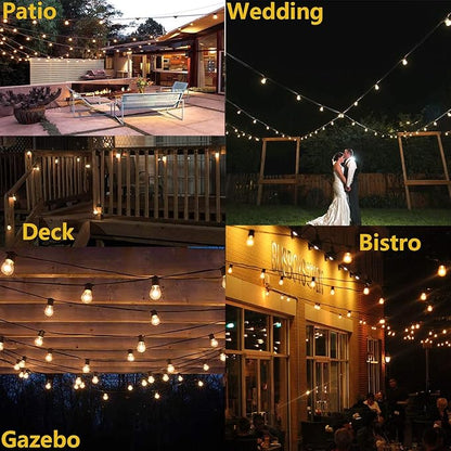 Outdoor String Lights for Outside 48FT with 15+1 2700K LED S14 Shatterproof Bulbs for Patio Back Yard Porch, Linkable