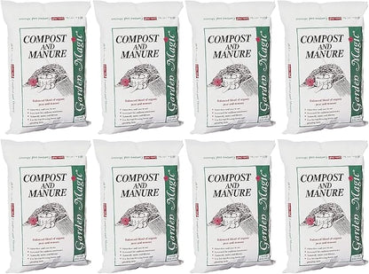 Michigan Peat 8-Pack Compost and Manure Blend, Garden Magic Mix w/Odor-Free Blend, 40 Lbs - Outdoor Lawn and Gardening Mixture with Nutrients and Minerals for Soil Potting and Planting