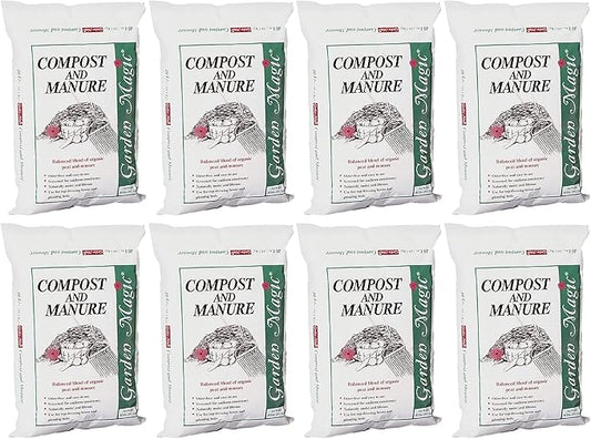 Michigan Peat 8-Pack Compost and Manure Blend, Garden Magic Mix w/Odor-Free Blend, 40 Lbs - Outdoor Lawn and Gardening Mixture with Nutrients and Minerals for Soil Potting and Planting