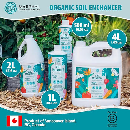 MARPHYL Plant Fertilizer Houseplants and Garden - Marine Phytoplankton Soil Improver and Hydroponic Fertilizer for Grasses, Bamboo, Succulents, & Vegetables - Organic Plant Liquid