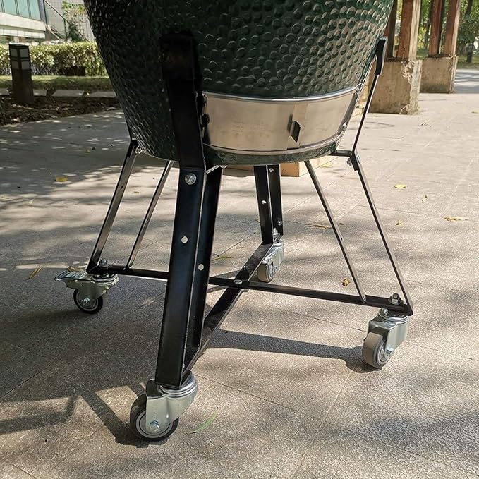 Dracarys Rolling Cart for Big Green Egg Accessories Rolling Nest with Heavy Duty Locking Caster Wheels Powder Coated Steel Rolling Outdoor Cart for Large Big Green Egg Kamado Joe Grill Stand