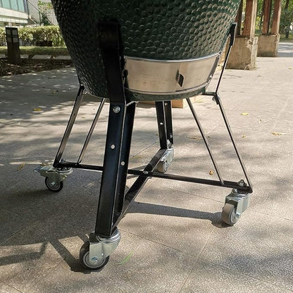 Dracarys Rolling Cart for Big Green Egg Accessories Rolling Nest with Heavy Duty Locking Caster Wheels Powder Coated Steel Rolling Outdoor Cart for Large Big Green Egg Kamado Joe Grill Stand
