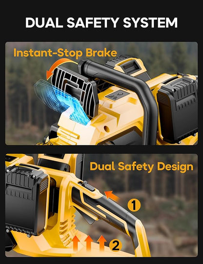 DeForce 16" 40V Cordless Electric Chainsaw, for DeWalt 20V Max Batteries, Brushless Battery Powered Chain Saw, with Auto Oiler, Handheld Chainsaw for Wood Cutting Tree Pruning(Bare Tool Only)