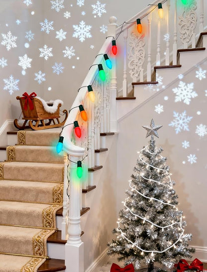 25Ft LED Christmas Outdoor String Lights, C9 String Lights with 27 0.6W Spray Painted Multicolor Bulbs, Vintage Christmas Lights for Holiday Party Backyard Wedding Garden Patio Porch Decor