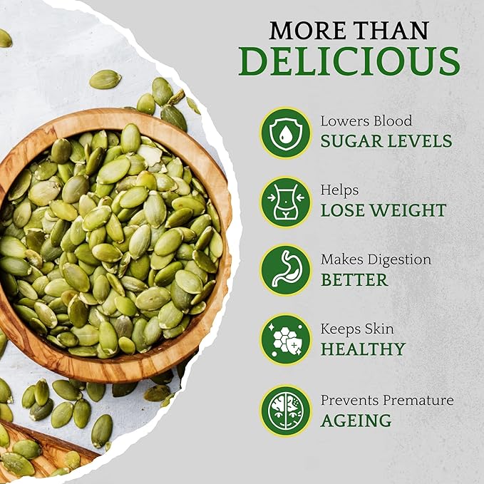 Sunbest Natural Raw Pumpkin Seeds, 2 lbs – Salted & Shelled – Whole Pepitas, Roasted – Ready to Eat, Non-GMO, Vegan, Kosher – Nutritious Snack for On-the-Go & Recipes