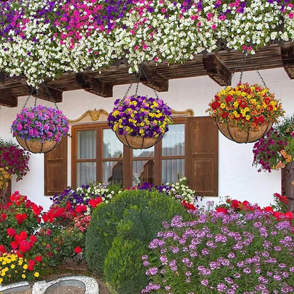 ZeeDix 4Pcs 10 Inch Coconut Liners for Planters, Round Hanging Basket Liners 100% Natural Coco Coir Basket Coco Replacement Liners for Hanging Basket Planters Flowers Vegetables(10in-4pcs)