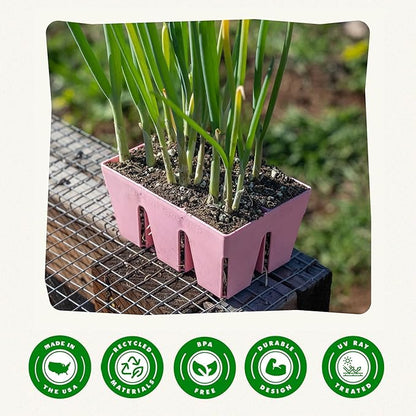 Epic Gardening Reusable Seed Starter Tray - Easy Watering Seed Starting Trays - Gardener Friendly Plant Trays for Seedlings | UV-Treated & BPA-Free -6-Cell Seed Starting Trays - 6 Trays/Pink