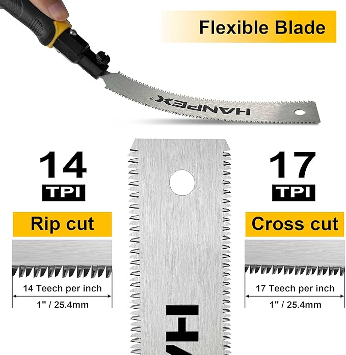 Mini Japanese Double Edge Pull Hand Saw 7" - SK5 Flush Cut Woodworking With Flexible Blade - 14 TPI / 17 TPI