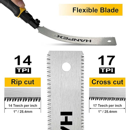 Mini Japanese Double Edge Pull Hand Saw 7" - SK5 Flush Cut Woodworking With Flexible Blade - 14 TPI / 17 TPI