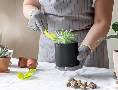 D'vine Dev Pack of 20 Plastic Plant Pots (4 Set of 2 Inch, 2.5 Inch, 3 Inch, 3.5 Inch, 4 Inch) Small Garden Planter Pots for Plant with Drainage Holes and Saucers, Black, 74-U-B