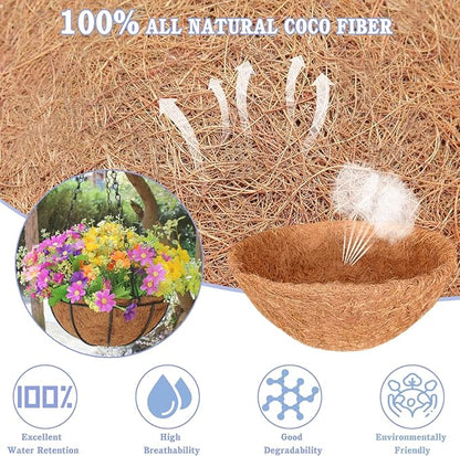 Halatool 2PCS 20 Inch Coconut Liners for Planters 100% Natural Coco Coir Fiber Hanging Basket Liners for Garden Flowers Vegetables
