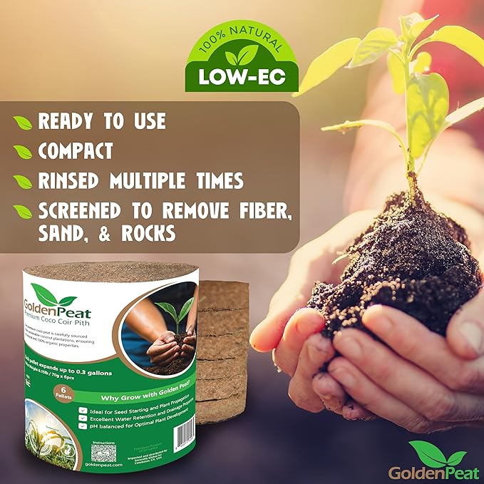 Low EC (<0.5) Coco Peat Seed Starting Mix Pods (94 mm - 72 Pack) for Seedlings. Compressed Seed Starting Pellets, Seed Starter Pods for Seedlings, Indoor/Outdoor Plants, Herbs, Vegetables & Flowers