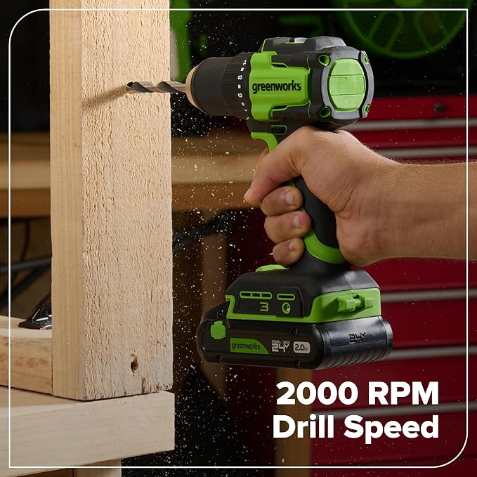 GREENWORKS 24V (5-TOOL) Combo (Drill + Impact Driver + Circular Saw + Multi-Tool + Flashlight), 4.0Ah + 2.0Ah (24,000mAh Power Bank) Batteries, (2) Cables, 65W Rapid Charger