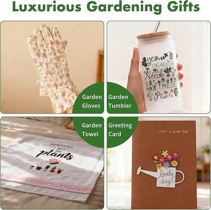 Gardening Gifts for Women 12 Pcs Garden Tools Set with Basket Heavy Duty Gardening Hand Tool with Wood Handle Gardener Lady Plant Lover Gifts Wife Mom Grandma Mothers Day Birthday