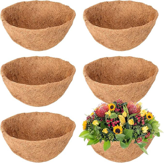 Legigo 6 Pack 8 Inch Hanging Basket Coco Liners Replacement, 100% Natural Round Coconut Coco Fiber Planter Basket Liners for Hanging Basket Flowers/Vegetables