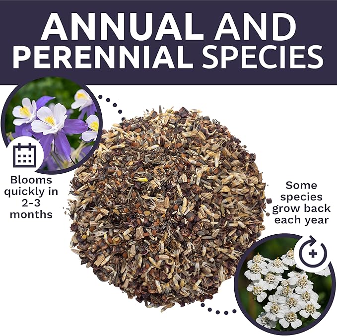 Deer Resistant Wildflower Seed Mixture - Bulk 1 Ounce Packet - Over 15,000 Deer Tolerant Seeds - Open Pollinated and Non GMO
