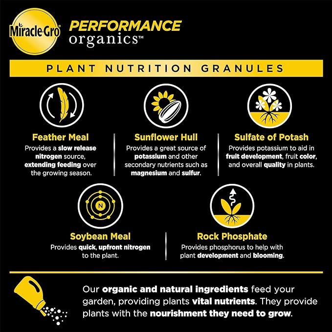 Miracle-Gro Performance Organics All Purpose Plant Nutrition Granules - 1 lb. Shaker Bottle, Organic, All-Purpose Plant Food for Vegetables, Flowers and Herbs, Feeds up to 90 sq. ft.