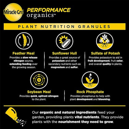 Miracle-Gro Performance Organics All Purpose Plant Nutrition Granules - 1 lb. Shaker Bottle, Organic, All-Purpose Plant Food for Vegetables, Flowers and Herbs, Feeds up to 90 sq. ft.