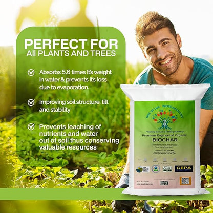 Premium Engineered Biochar Soil Amendment (Medium 30 Qts) – 100% Natural Active Carbon Award-Winning Biochar for Gardens | Organic Soil Amendment for Plants, Boosts Nutrients & Reduces Fertilizer Use